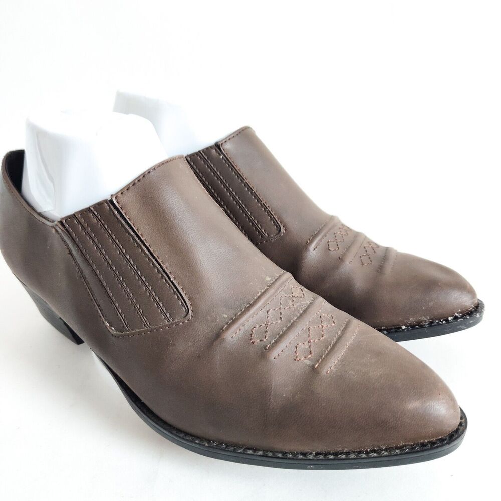 Zodiac Brown Vegan Leather Western Low Cut Slip On Ankle Boots Women's‎ Size 9.5